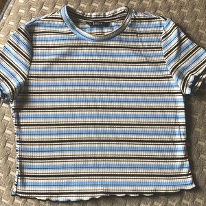 Black/White/Blue Stripped Crop Top